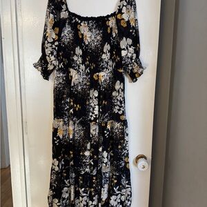 Baltic Born Black and White Floral Short Sleeve Dress